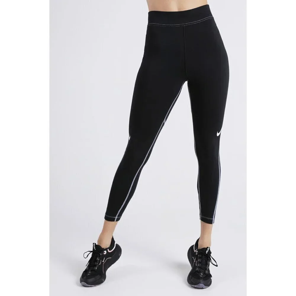 Nike Black Swoosh Graphic High-Rise Leggings Size XS - 47716